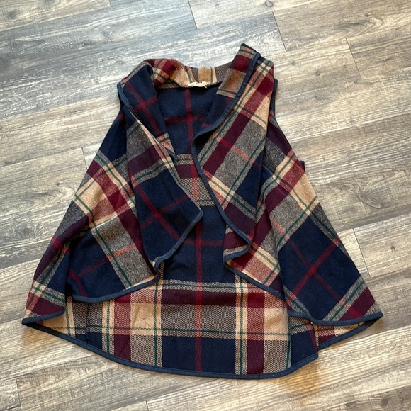 Altar’d State Fall Plaid Shawl Sweater - Picture 1 of 4